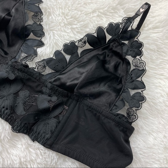 VS Unlined Floral Embroidered Long Line Bralette L - Picture 4 of 12